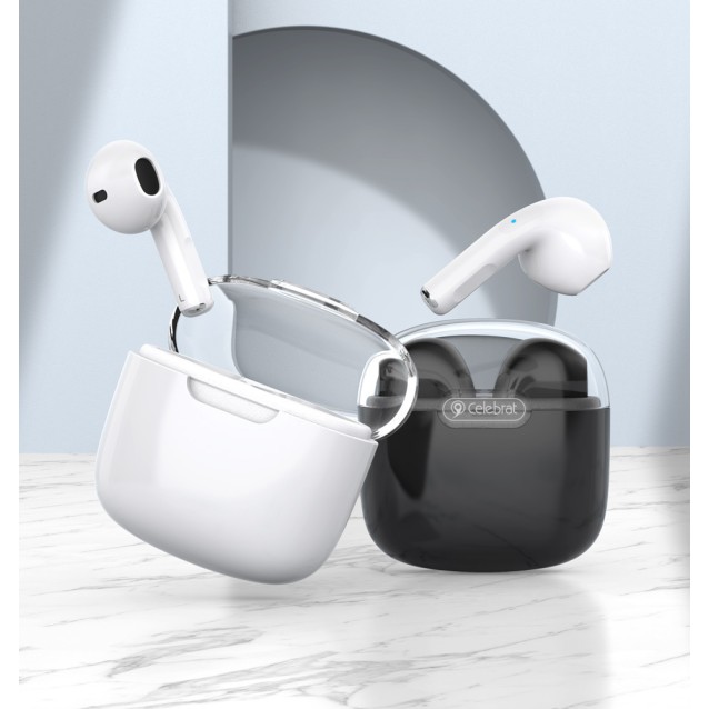 CELEBRAT earphones με θήκη φόρτισης W52, True Wireless, λευκά