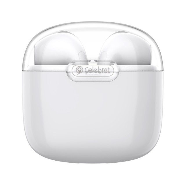 CELEBRAT earphones με θήκη φόρτισης W52, True Wireless, λευκά