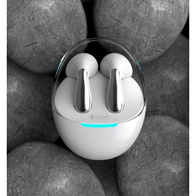 CELEBRAT earphones με θήκη φόρτισης W51, True Wireless, λευκά