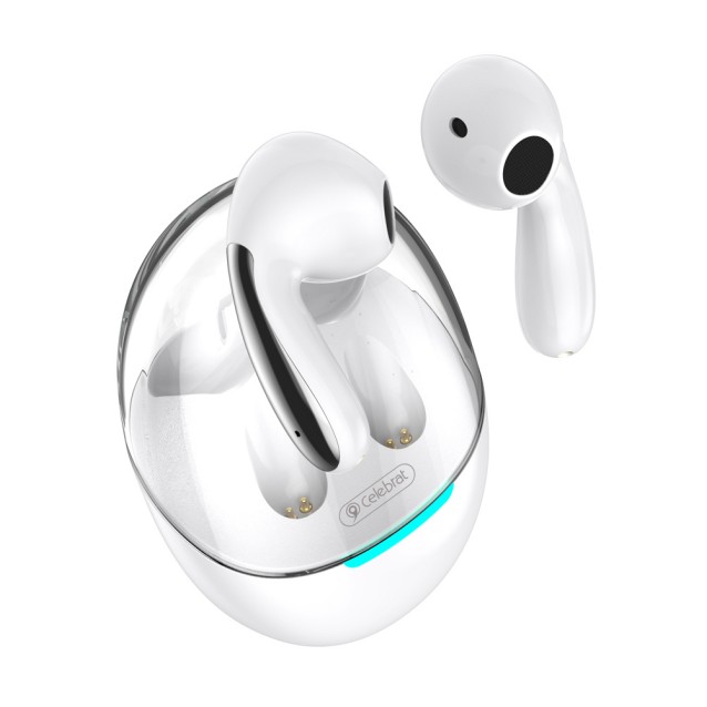 CELEBRAT earphones με θήκη φόρτισης W51, True Wireless, λευκά