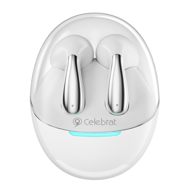 CELEBRAT earphones με θήκη φόρτισης W51, True Wireless, λευκά