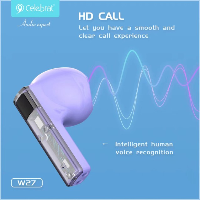 CELEBRAT earphones με θήκη φόρτισης TWS-W27, True Wireless, μαύρα