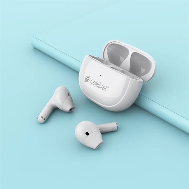 CELEBRAT earphones με θήκη φόρτισης W31, True Wireless, λευκά
