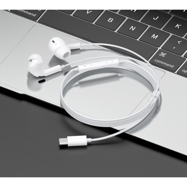CELEBRAT earphones με μικρόφωνο E300, USB-C, 1.2m, λευκά