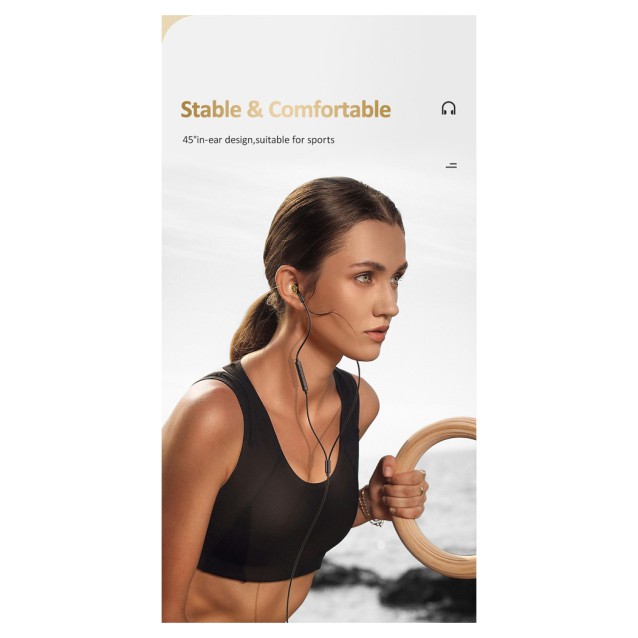 USAMS earphones με μικρόφωνο US-SJ482, Type-C, 10mm, 1.2m, πράσινα