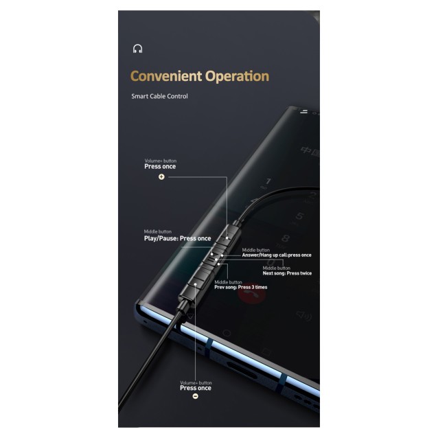 USAMS earphones με μικρόφωνο US-SJ482, Type-C, 10mm, 1.2m, πράσινα