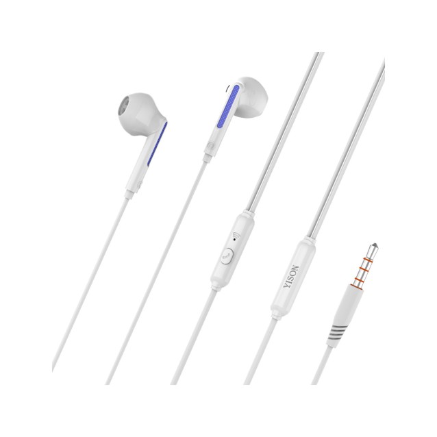 YISON earphones με μικρόφωνο X4, 3.5mm, 1.2m, λευκά