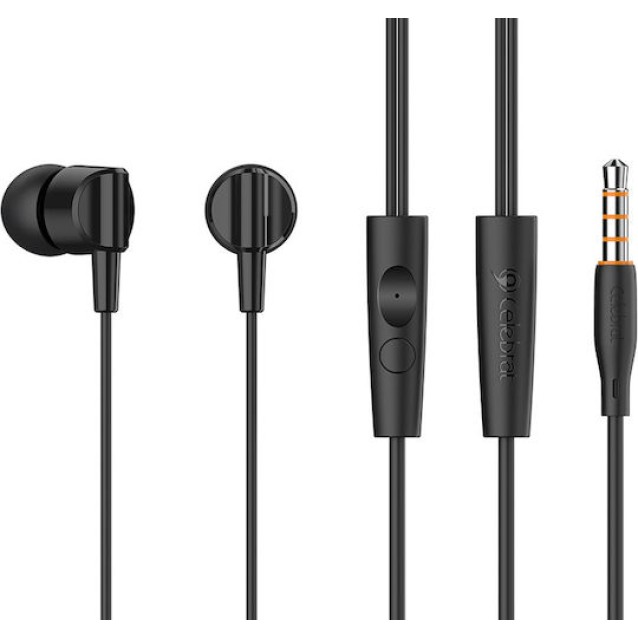 CELEBRAT earphones με μικρόφωνο G35, 3.5mm σύνδεση, 10mm, 1.2m, μαύρα