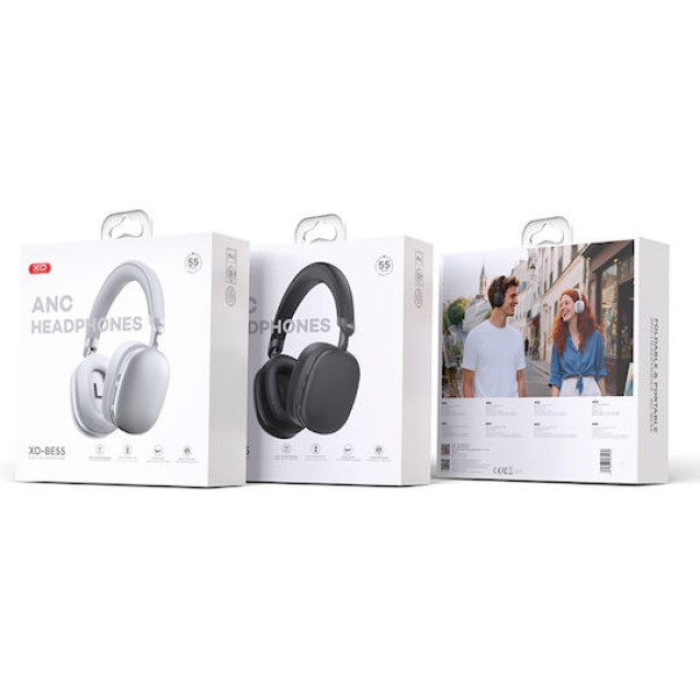 XO BE55 BLACK COLOR Ασύρματα Over-Ear ακουστικά με τεχνολογία ακύρωσης θορύβου (ANC), σε μαύρο χρώμα
