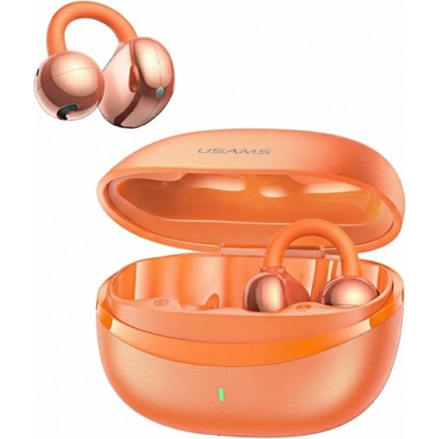 USAMS earphones με θήκη φόρτισης Echo R03, OWS, Φ11mm, 40/300mAh, πορτοκαλί