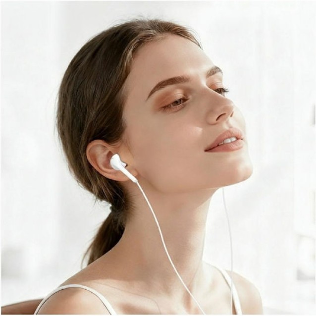 USAMS earphones με μικρόφωνο SJ771, USB-C σύνδεση, 1.2m, λευκά