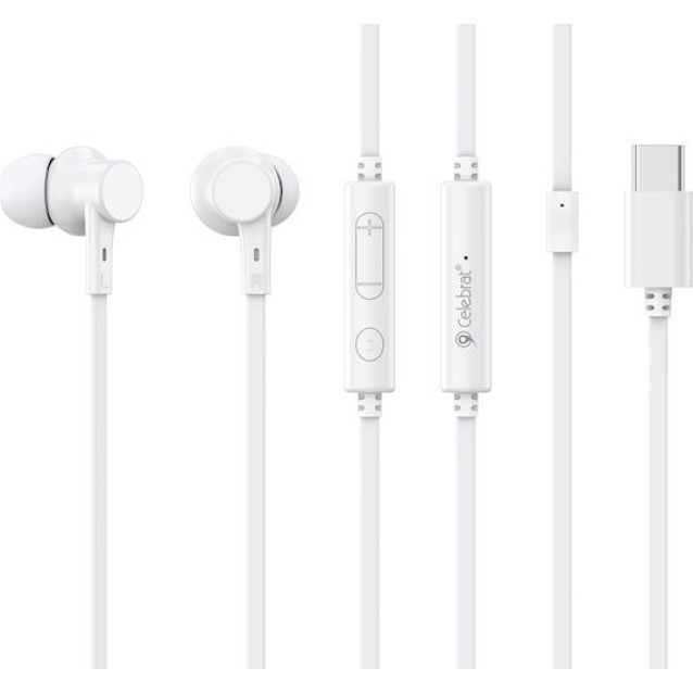 CELEBRAT earphones με μικρόφωνο G40, USB-C σύνδεση, 10mm, 1.2m, λευκά CELEBRAT earphones με μικρόφωνο G40, USB-C σύνδεση, 10mm, 1.2m, λευκά
