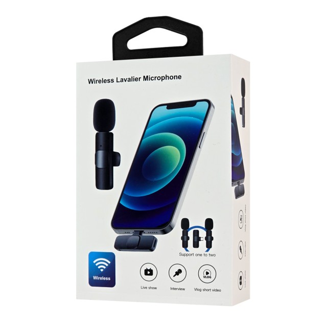 APEXEL ασύρματο μικρόφωνο APL-MIC004, Lightning, 2.4GHz, μαύρο