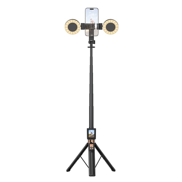 XO SS23 Bluetooth selfie stick με τηλεχειριστήριο και αποσπώμενα ring lights