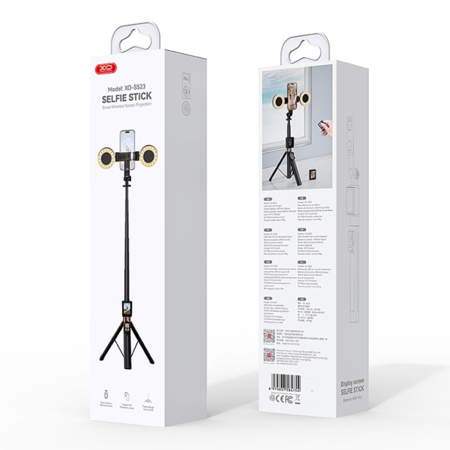 XO SS23 Bluetooth selfie stick με τηλεχειριστήριο και αποσπώμενα ring lights