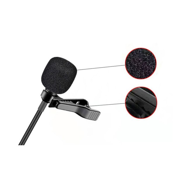 POWERTECH μικρόφωνο CAB-UC048 με ενσωματωμένο clip-on, USB-C, 1.5m μαύρο