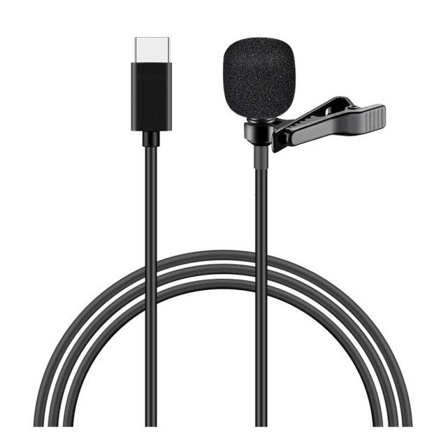POWERTECH μικρόφωνο CAB-UC048 με ενσωματωμένο clip-on, USB-C, 1.5m μαύρο