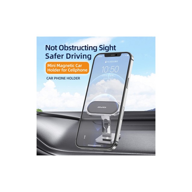 AWEI βάση smartphone για αυτοκίνητο X19, μαγνητική, ασημί