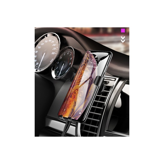 USAMS βάση αεραγωγού αυτοκινήτου Gravity Car Mount US-ZJ052, μαύρη