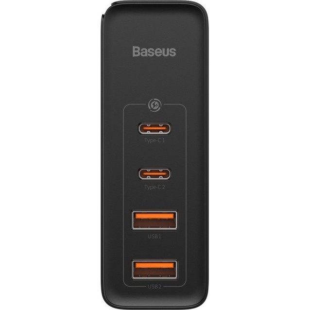 BASEUS GAN 2 PRO ΦΟΡΤΙΣΤΗΣ ΓΡΗΓΟΡΗΣ ΦΟΡΤΙΣΗΣ, 2 ΘΥΡΕΣ TYPE C + 2 ΘΥΡΕΣ USB, 100W, ΜΑΥΡΟΣ
