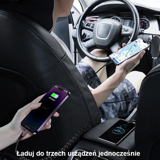 USAMS φορτιστής αυτοκινήτου US-CC167 με καλώδιο, USB/USB-C, 60W, μαύρος