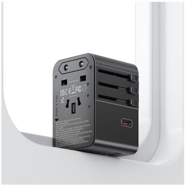 USAMS φορτιστής/αντάπτορας πρίζας CC310, 2x USB & 3x USB-C, universal, 70W, μαύρος