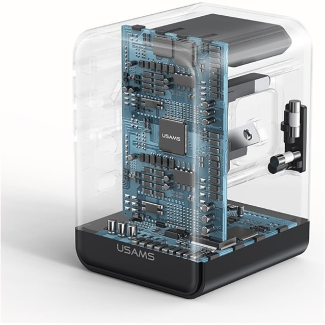 USAMS φορτιστής/αντάπτορας πρίζας CC310, 2x USB & 3x USB-C, universal, 70W, μαύρος