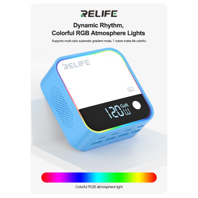 RELIFE σταθμός φόρτισης Q2, 4x USB-C & 4x USB, 120W, GaN, μπλε
