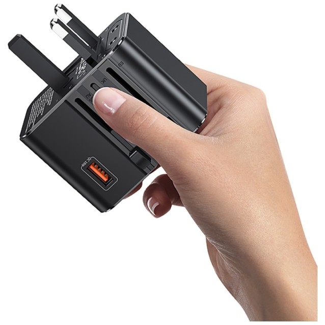 USAMS φορτιστής/αντάπτορας πρίζας CC309, USB & 2x USB-C, universal, 25W, μαύρος
