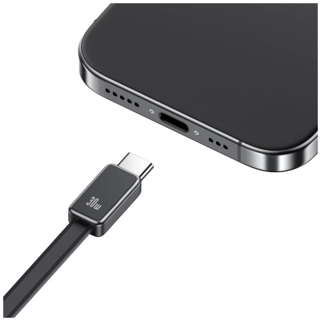 USAMS φορτιστής τοίχου CC296 με καλώδιο, USB & USB-C, 30W, μαύρος