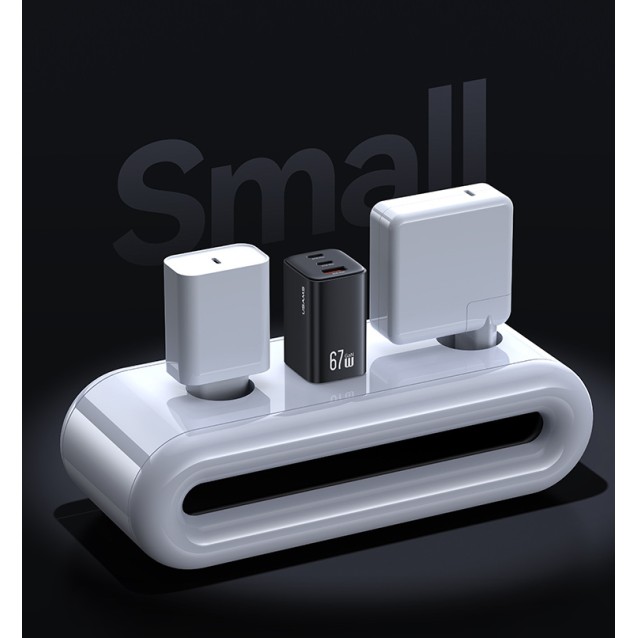 USAMS φορτιστής τοίχου CC265, USB & 2x USB-C, 67W, GaN, μαύρος