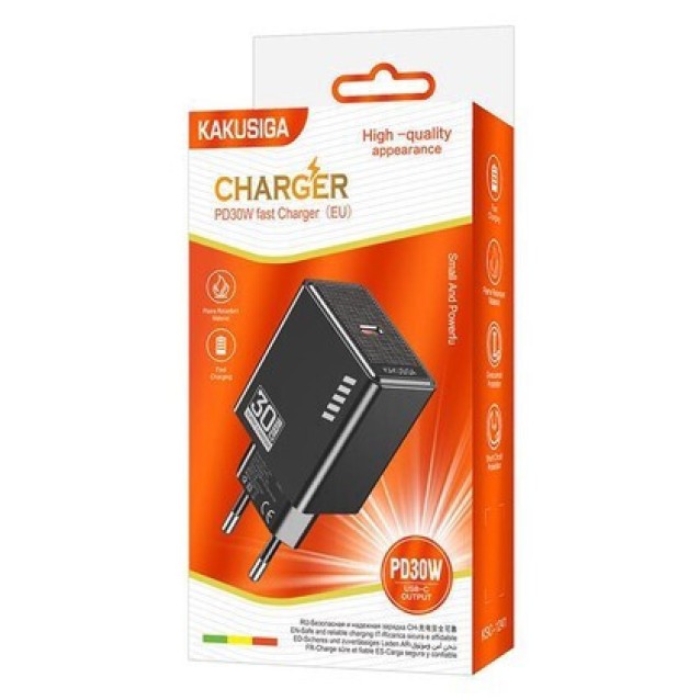 KAKUSIGA φορτιστής τοίχου KSC-1241, USB-C, 30W, μαύρος