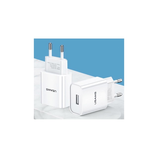 USAMS φορτιστής τοίχου T18, 1x USB, 2.1A, λευκός