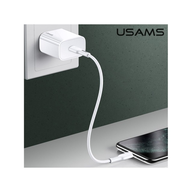 USAMS φορτιστής τοίχου US-CC118, 1x type-C, PD3.0 20W 3A, λευκός