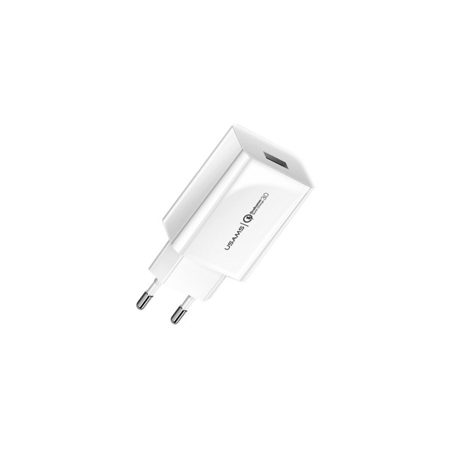 USAMS φορτιστής τοίχου T22, 1x USB, QC3.0 18W 3A, λευκός