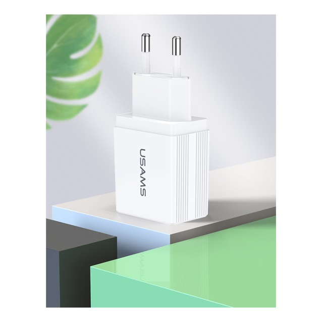 USAMS φορτιστής τοίχου T24 US-CC090, 2x USB, 2.1A, λευκός