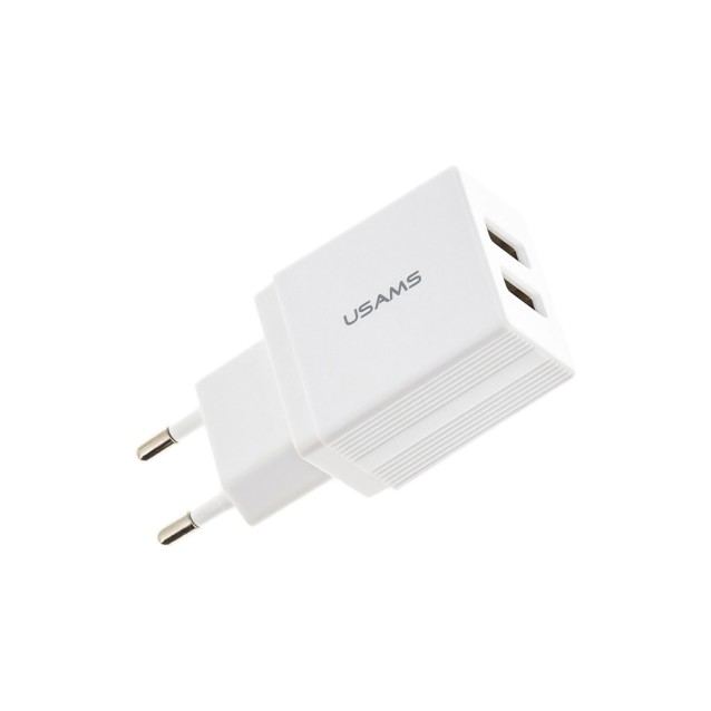USAMS φορτιστής τοίχου T24 US-CC090, 2x USB, 2.1A, λευκός