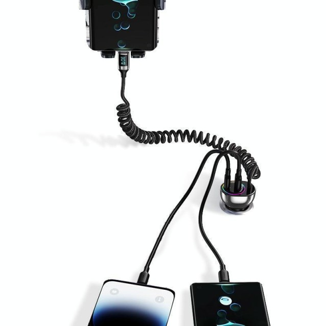 USAMS φορτιστής αυτοκινήτου US-CC192 με καλώδιο, USB/USB-C, 60W, μαύρος