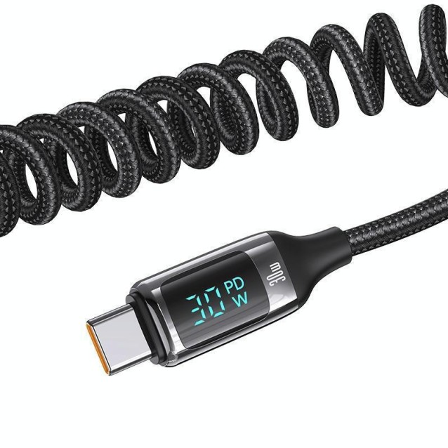 USAMS φορτιστής αυτοκινήτου US-CC192 με καλώδιο, USB/USB-C, 60W, μαύρος