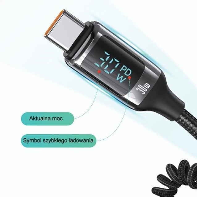USAMS φορτιστής αυτοκινήτου US-CC192 με καλώδιο, USB/USB-C, 60W, μαύρος