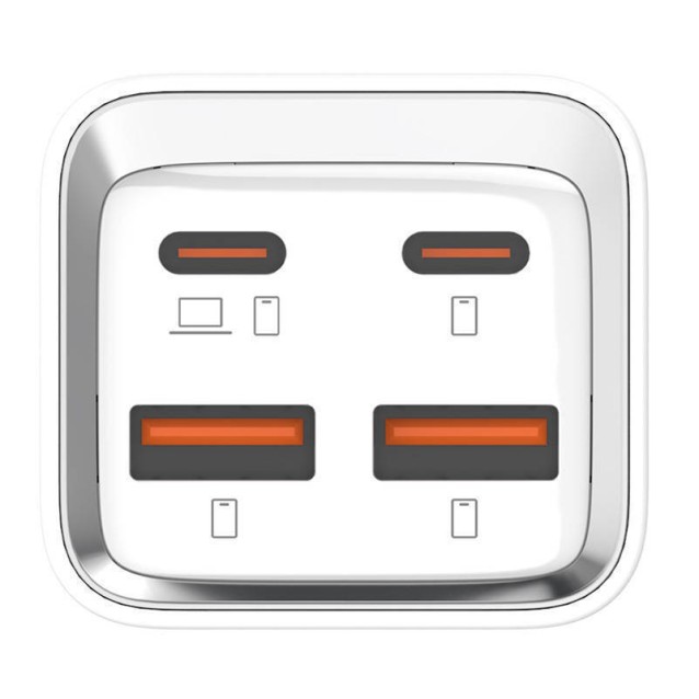 LDNIO σταθμός φόρτισης A4610C, 2x USB-C & 2x USB, 65W, PD/QC, λευκός