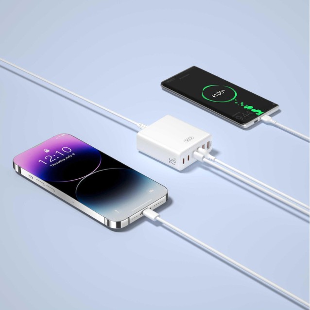 XO L133 ΦΟΡΤΙΣΤΗΣ DESKTOP 75W GAN 3 ΘΥΡΕΣ USB + 3ΘΥΡΕΣ TYPE-C, 1.5M