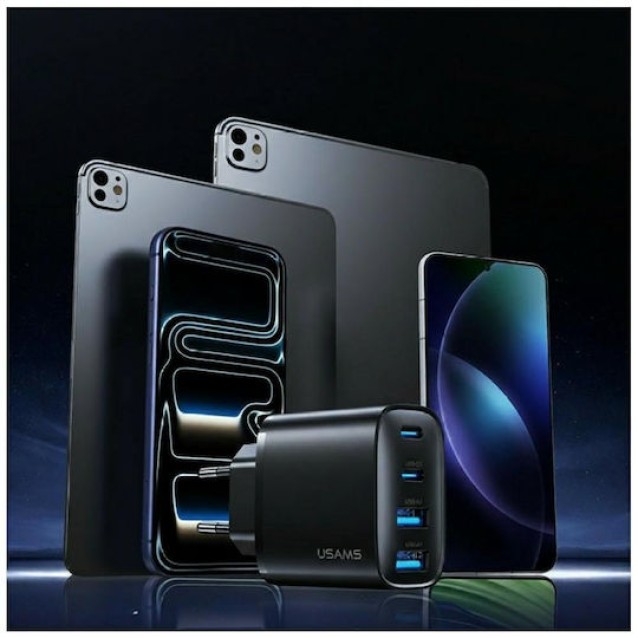 USAMS φορτιστής τοίχου CC330, 2x USB & 2x USB-C, 40W, GaN, μαύρος