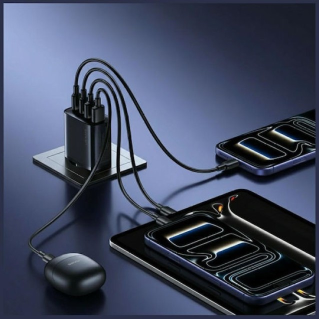 USAMS φορτιστής τοίχου CC330, 2x USB & 2x USB-C, 40W, GaN, μαύρος