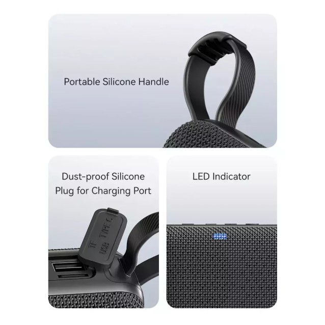 USAMS φορητό ηχείο YX015, 5W, Bluetooth, 1200mAh, μαύρο
