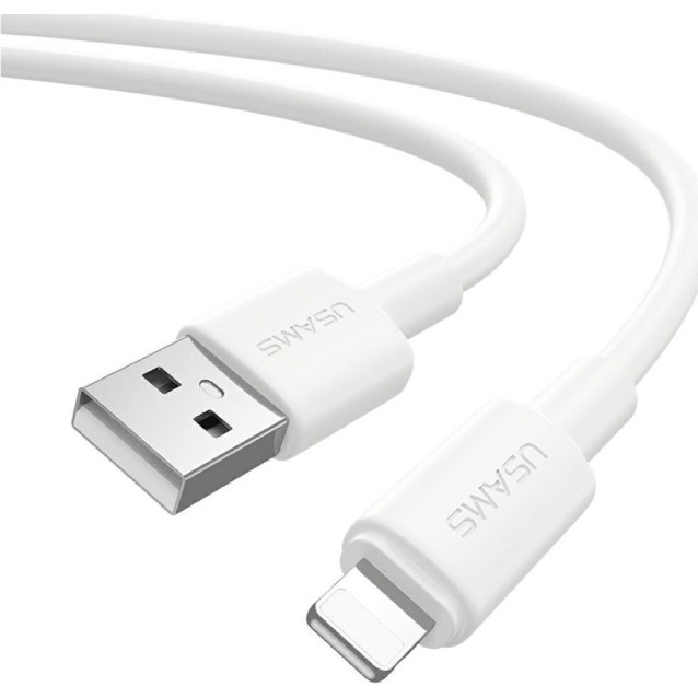USAMS καλώδιο Lightning σε USB SJ762, 2.4A 12W, 480Mbps, 1m, λευκό