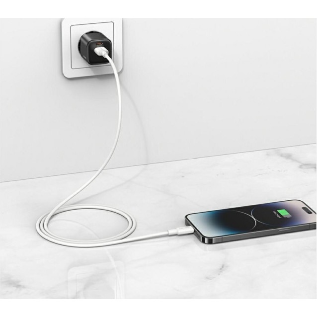 USAMS καλώδιο Lightning σε USB SJ762, 2.4A 12W, 480Mbps, 1m, λευκό