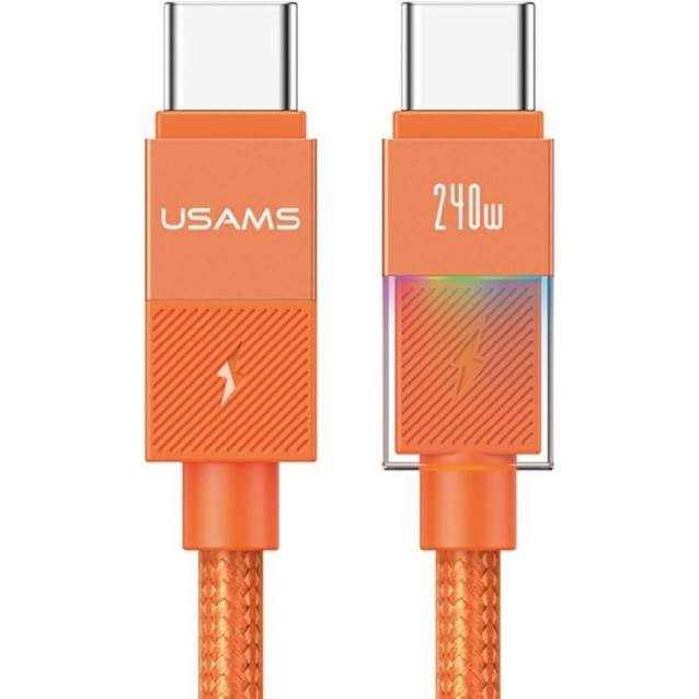 USAMS καλώδιο USB-C SJ775, 240W, 480Mbps, 1.2m, πορτοκαλί USAMS καλώδιο USB-C SJ775, 240W, 480Mbps, 1.2m, πορτοκαλί