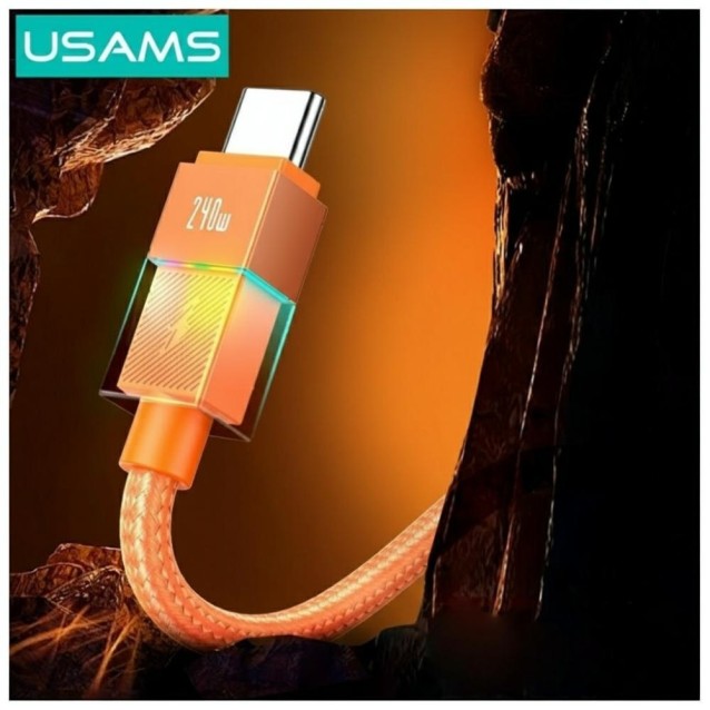 USAMS καλώδιο USB-C SJ775, 240W, 480Mbps, 1.2m, πορτοκαλί