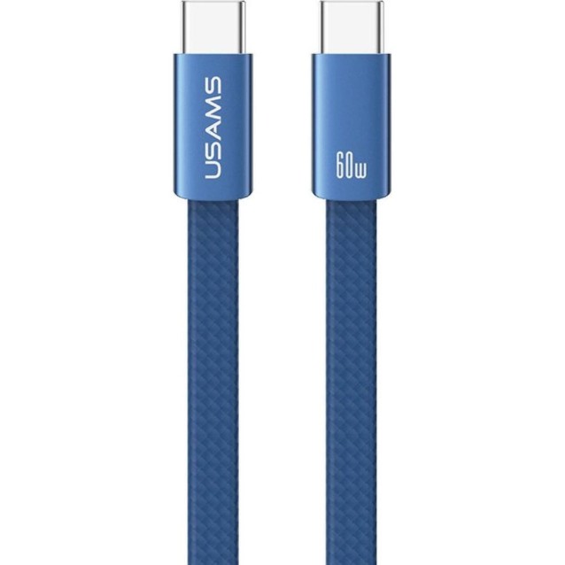 USAMS καλώδιο USB-C SJ783, 60W, 480Mbps, flat, 1.2m, μπλε